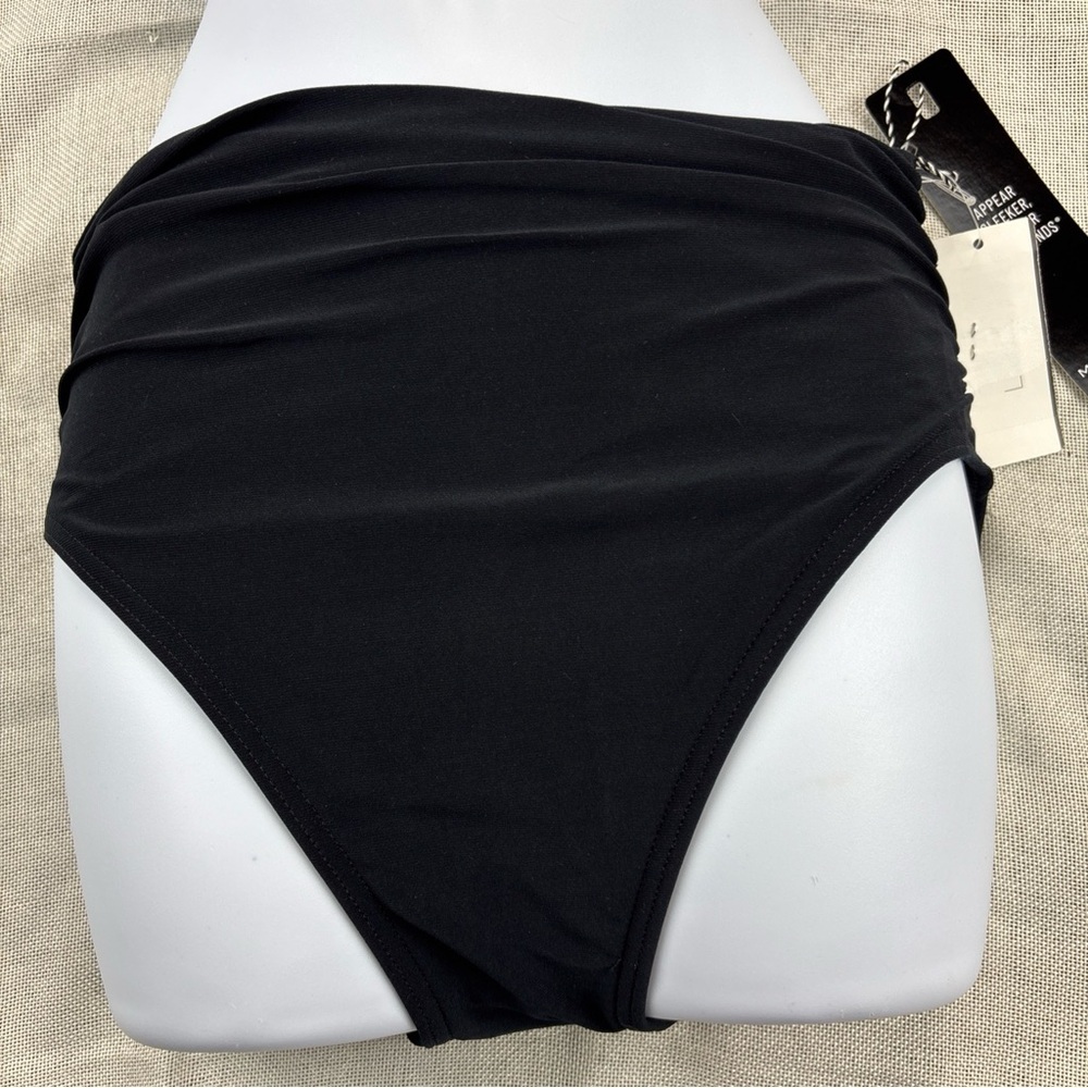 Magicsuit Womens Black High Waisted Shirred Jersey Swim Bottoms Size 8